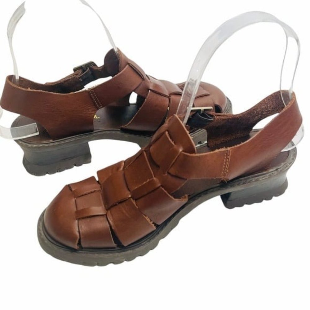 Anthropologie Brown Leather Fisherman Sandals
